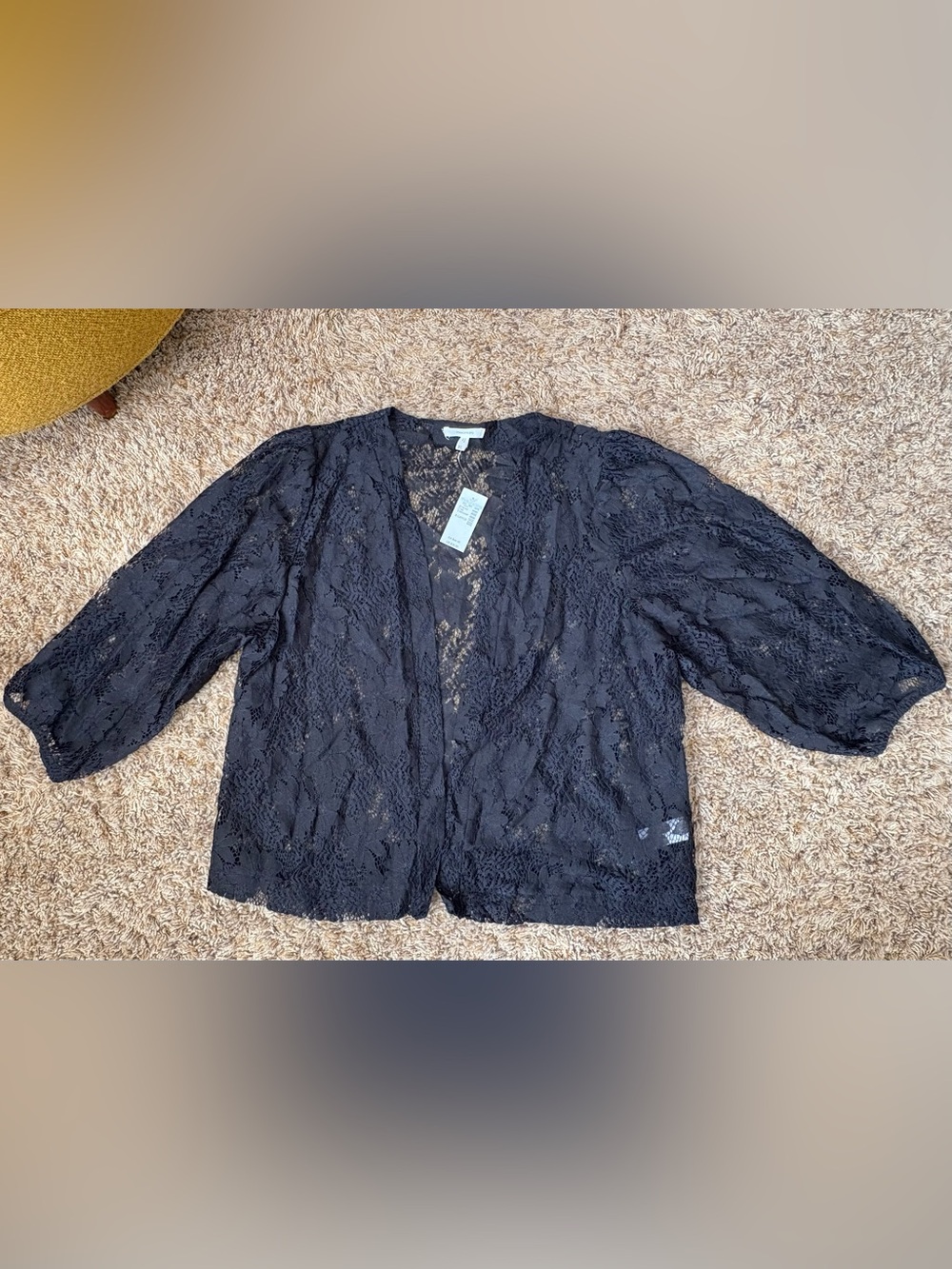 Maurices Black Lace Open-Front Women's Top shrug cardigan